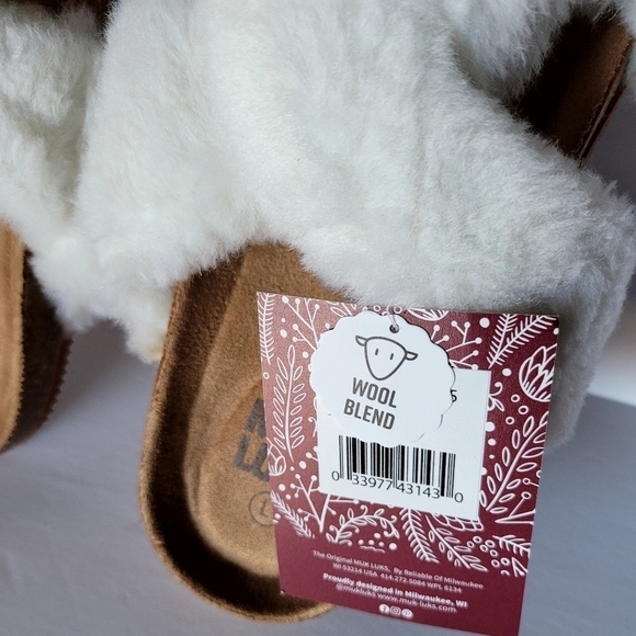 Muk Luks Women's Wool Faux Fur Blend Slippers Vanilla Large 9-10 - Picture 2 of 5